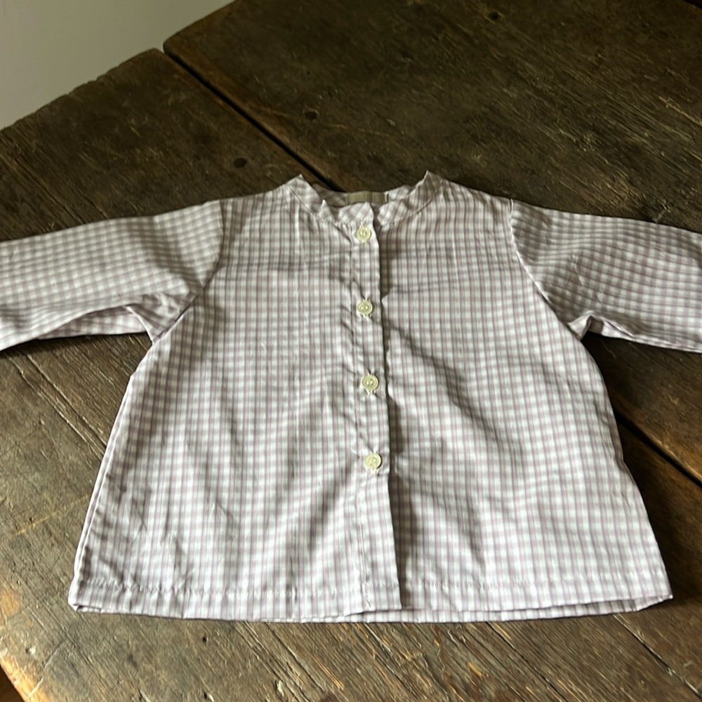 Makie 💜Gingham cotton  peasant blouse 6m